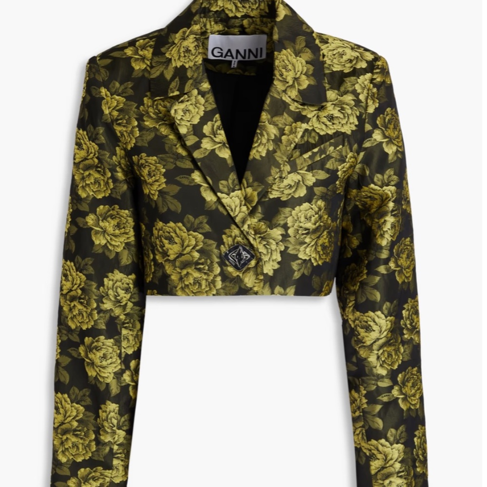 GANNI Cropped floral-jacquard blazer - Picture 4 of 5
